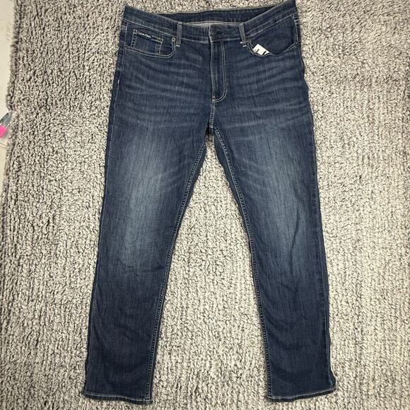 Calvin Klein Men's Stretch Slim Leg Denim Jeans Pants Dark Wash Size 38 x 32 - Picture 3 of 11